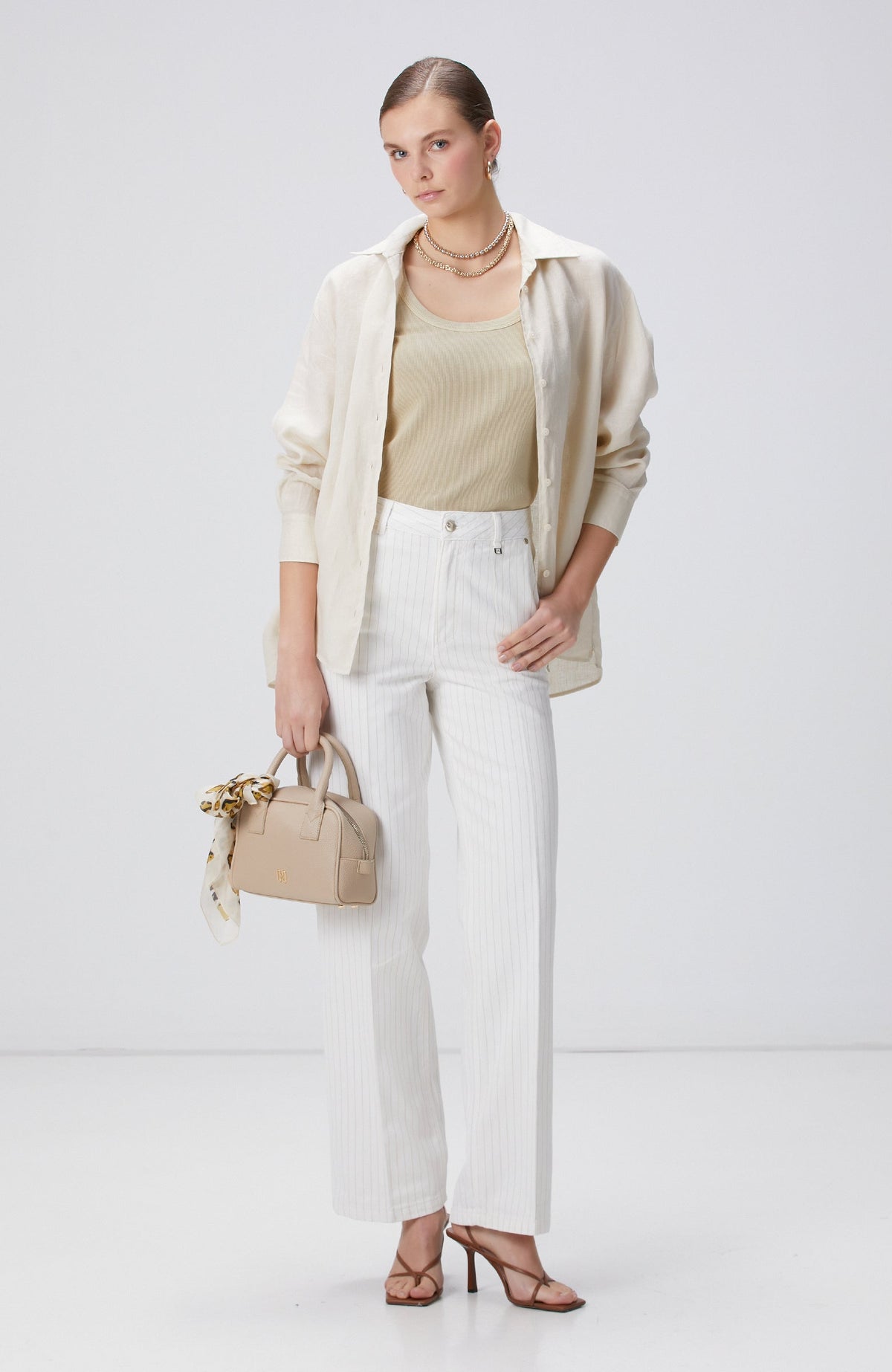 WOMEN'S Off-White Striped Denim Pants