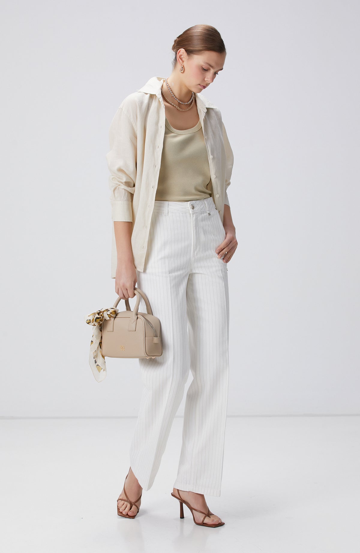 WOMEN'S Off-White Striped Denim Pants