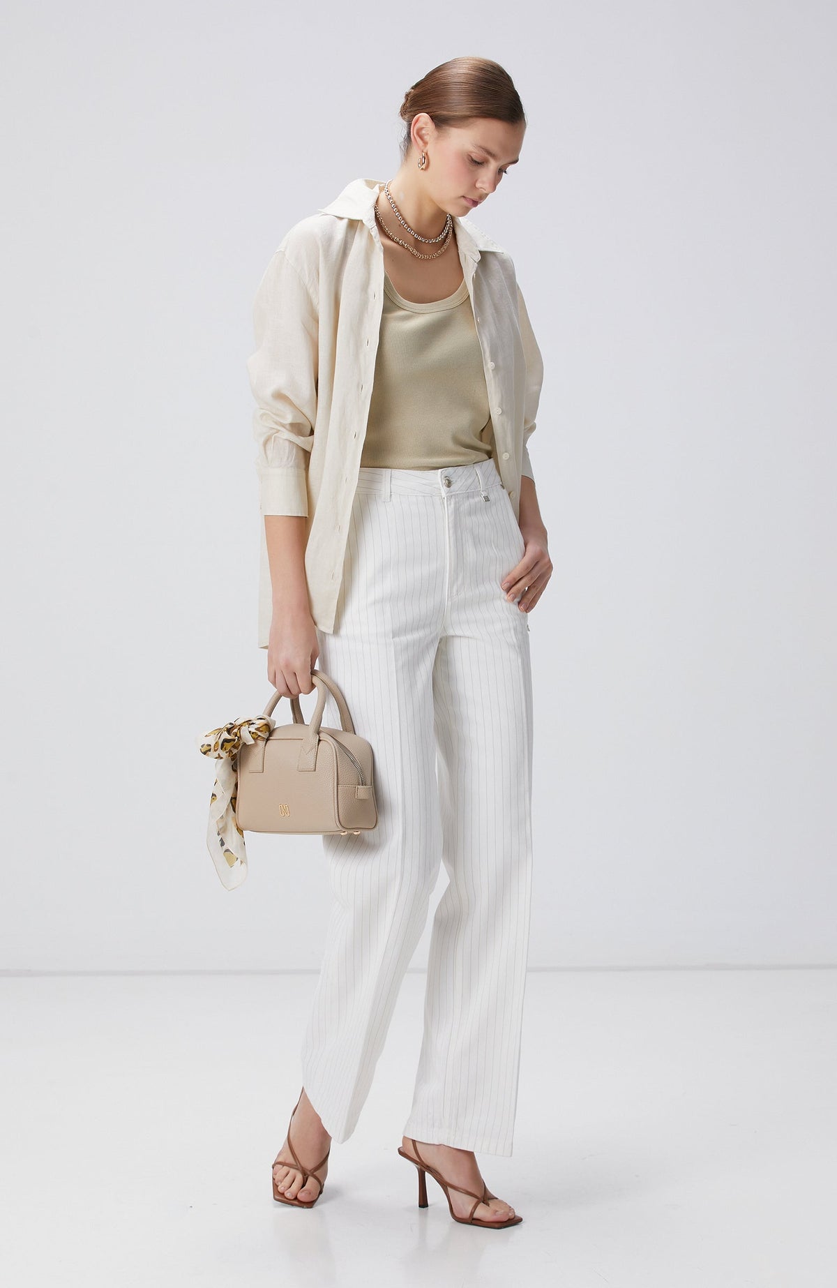 WOMEN'S Off-White Striped Denim Pants