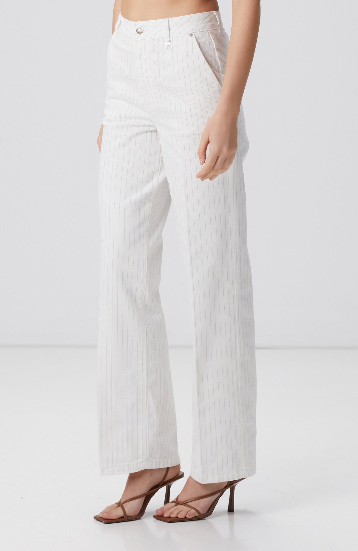 WOMEN'S Off-White Striped Denim Pants