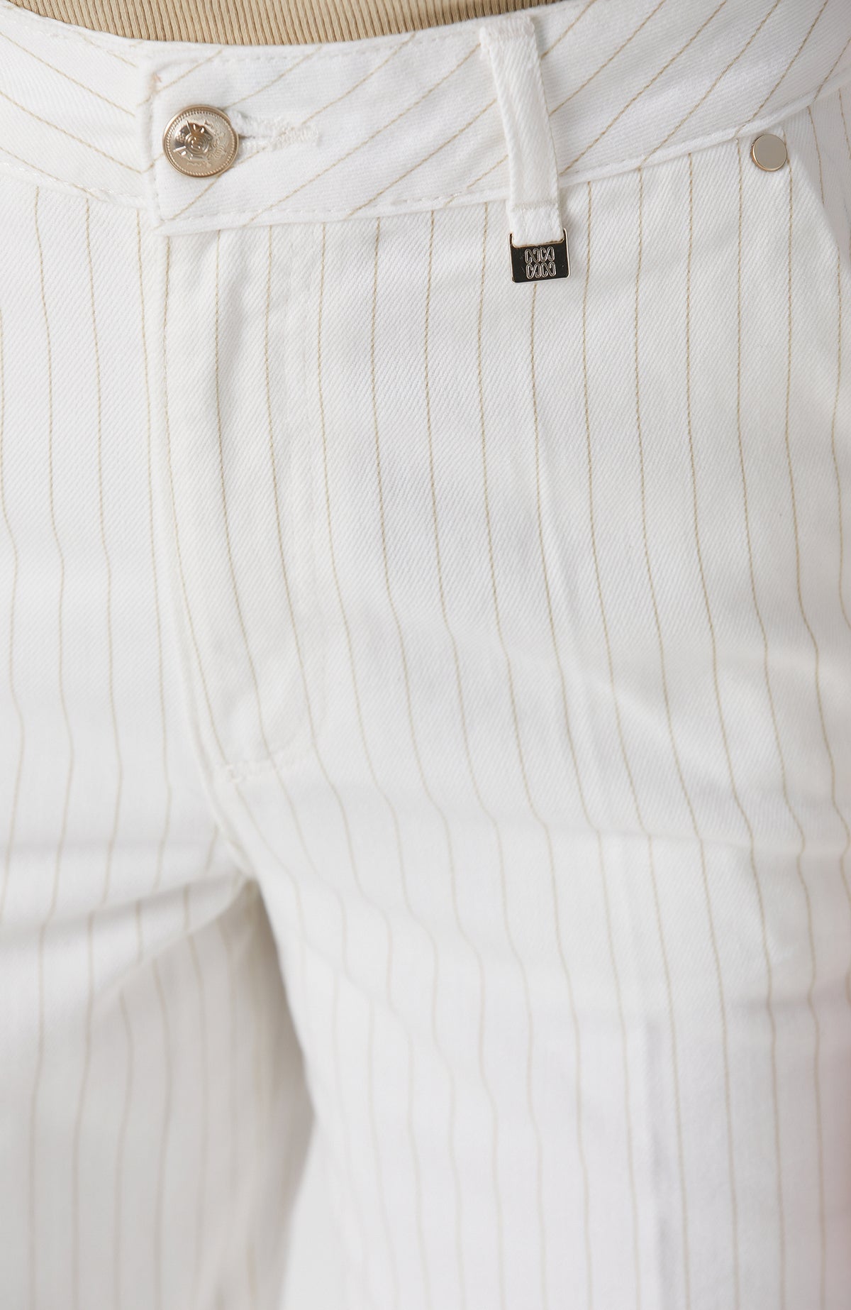 WOMEN'S Off-White Striped Denim Pants