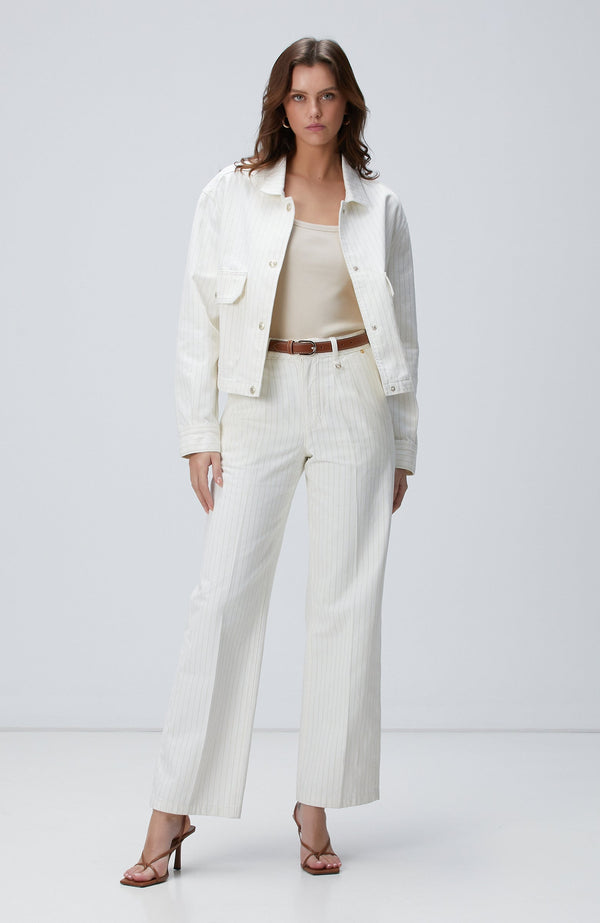 WOMEN'S Striped Denim Coat