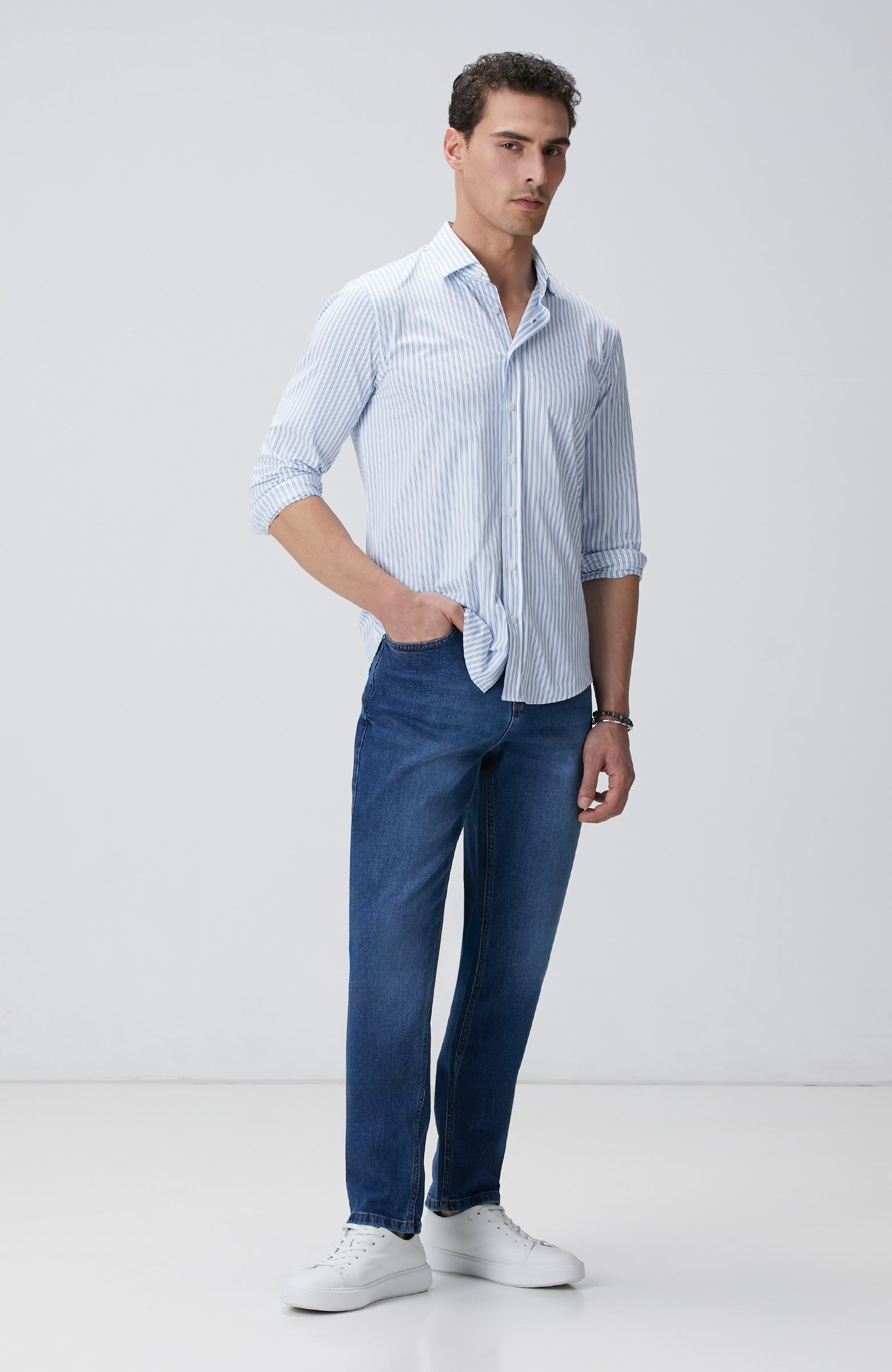 MEN'S N-Tech Blue White Shirt