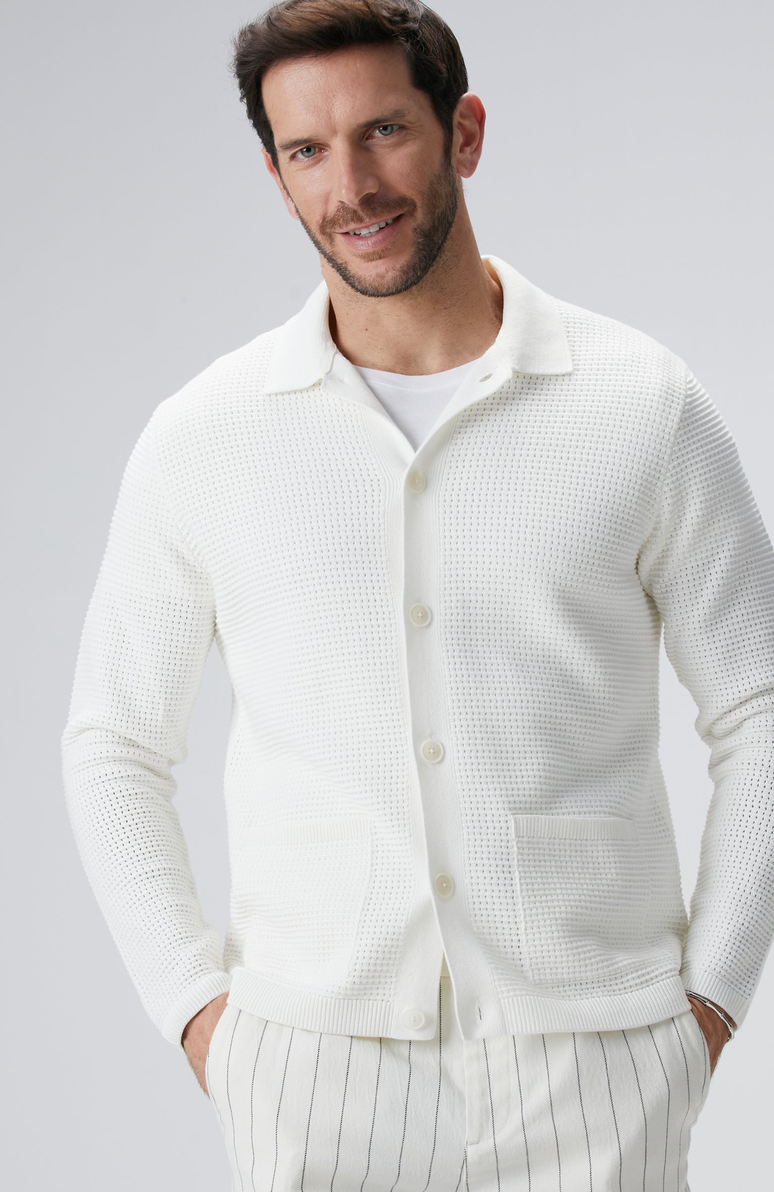 MEN'S White Cardigan