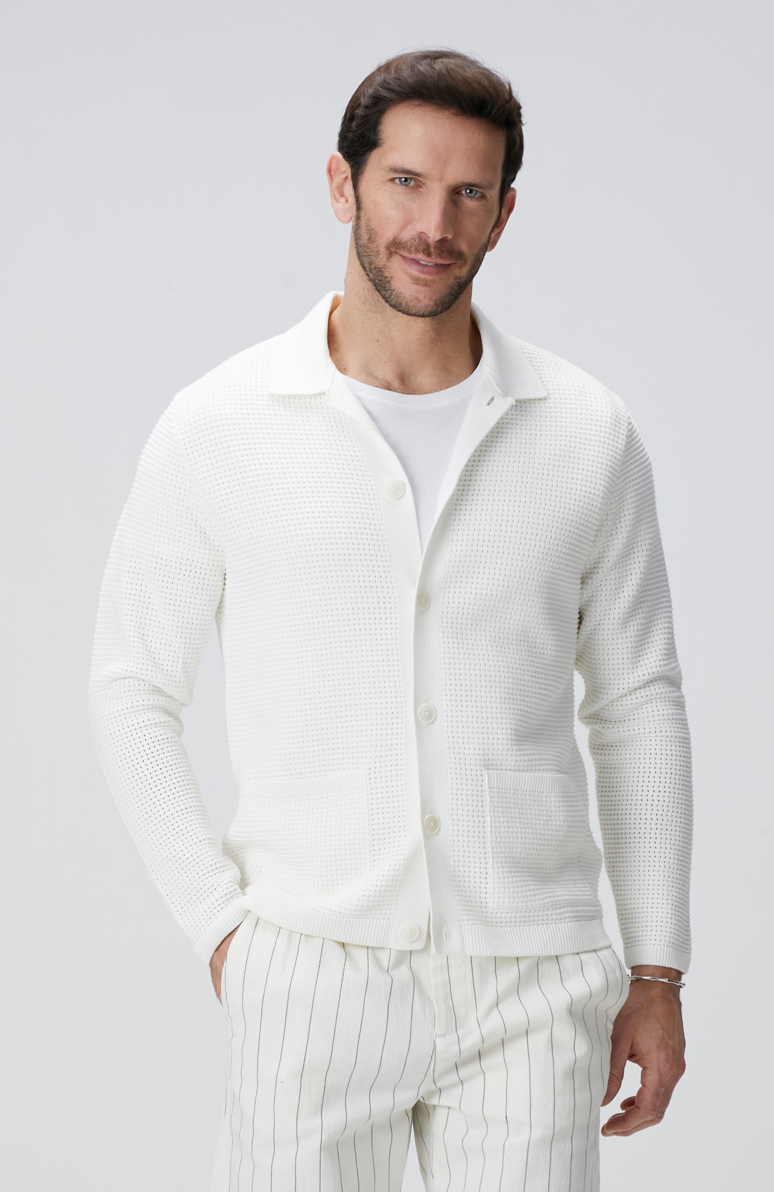MEN'S White Cardigan