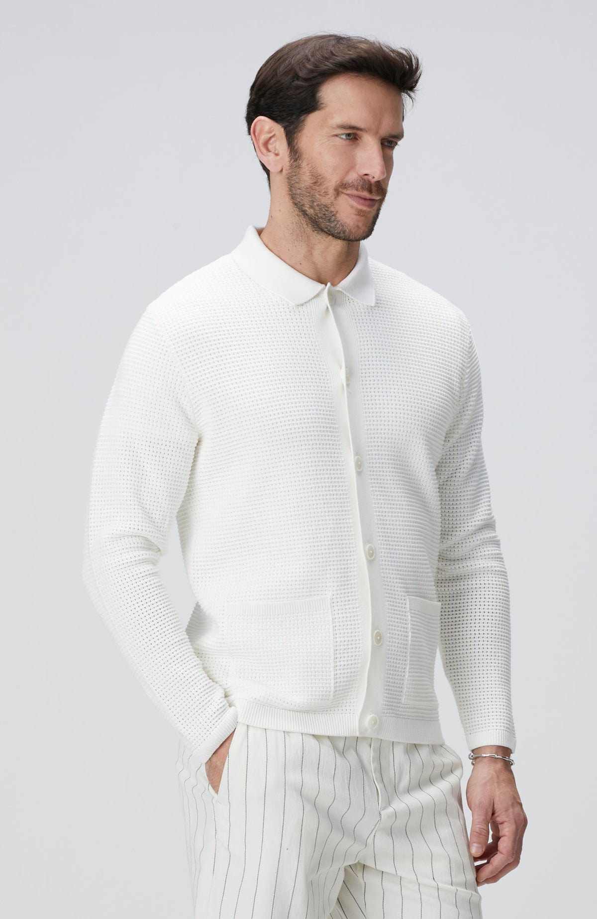 MEN'S White Cardigan