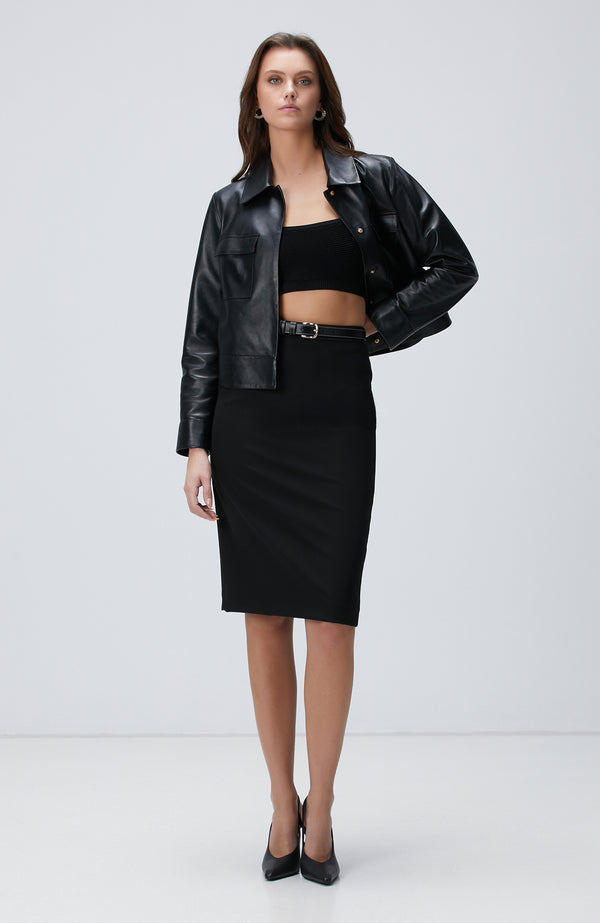 WOMEN'S Black Midi Pencil Skirt