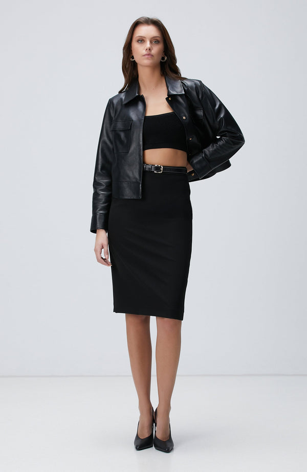 WOMEN'S Black Midi Pencil Skirt