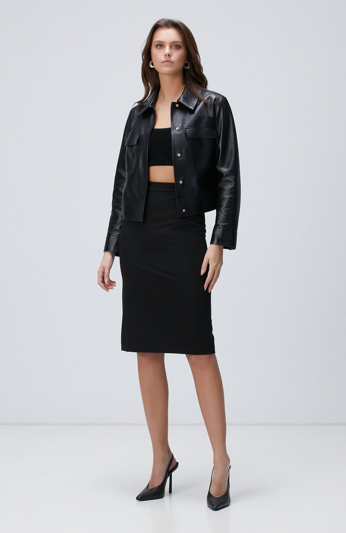 WOMEN'S Black Midi Pencil Skirt