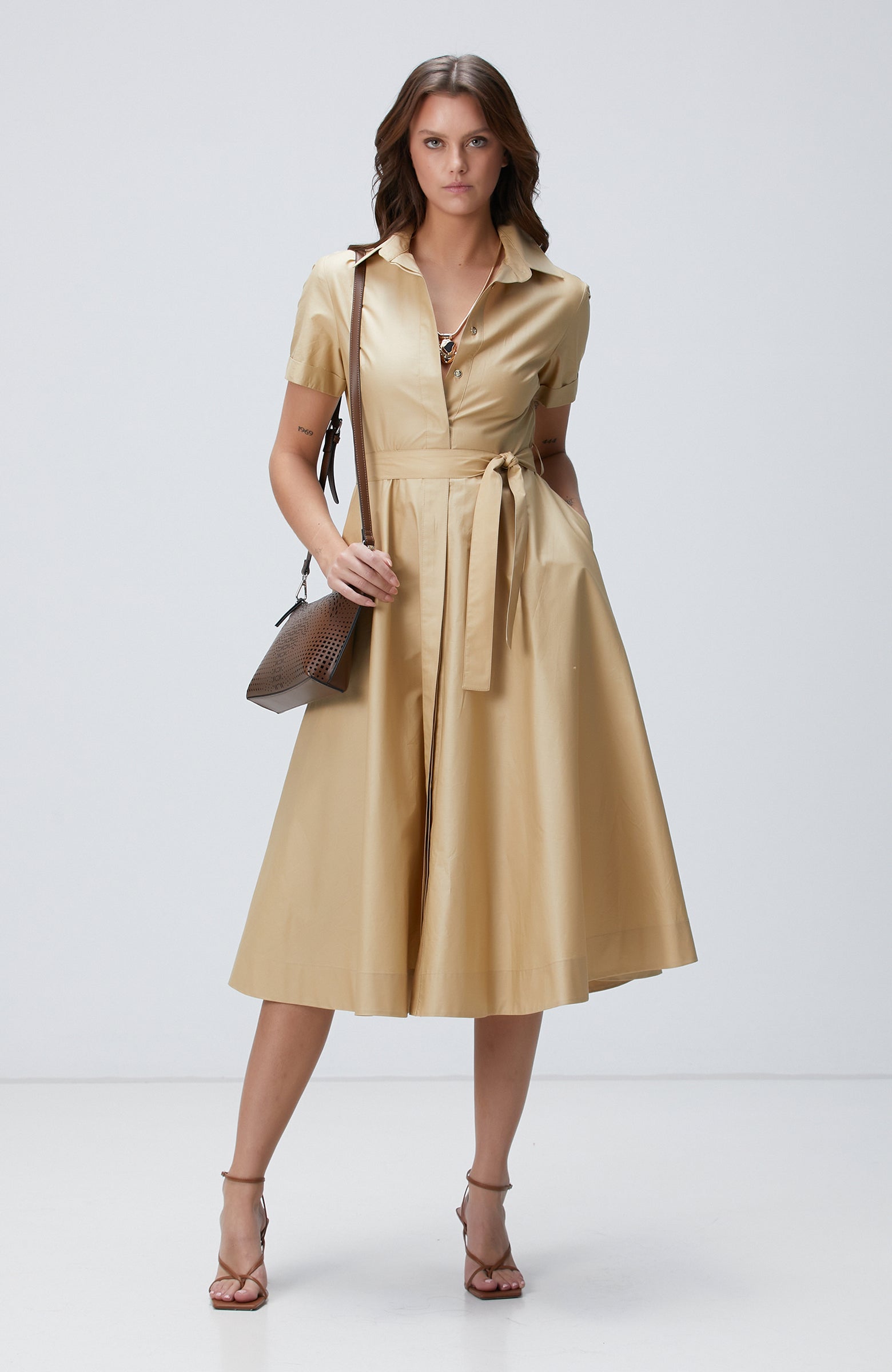 WOMEN'S Beige Midi Dress