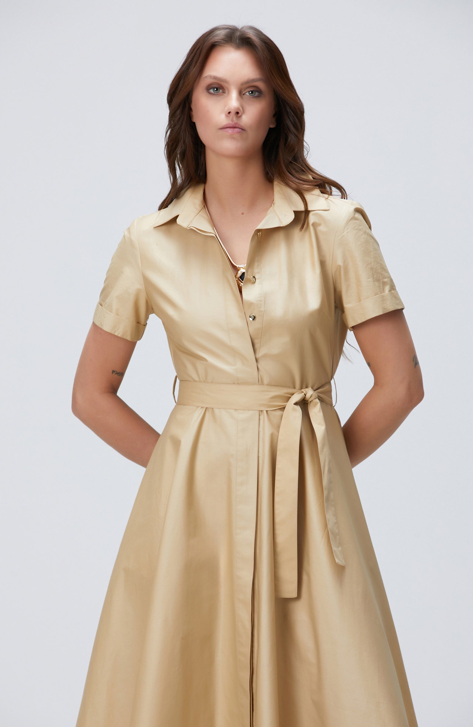 WOMEN'S Beige Midi Dress