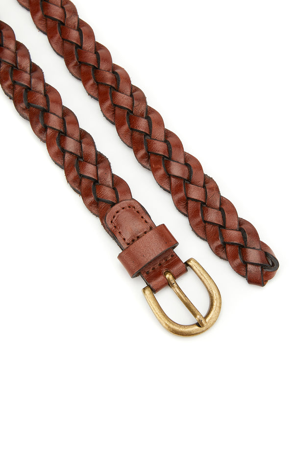 WOMEN'S Tan Knit Women's Leather Belt