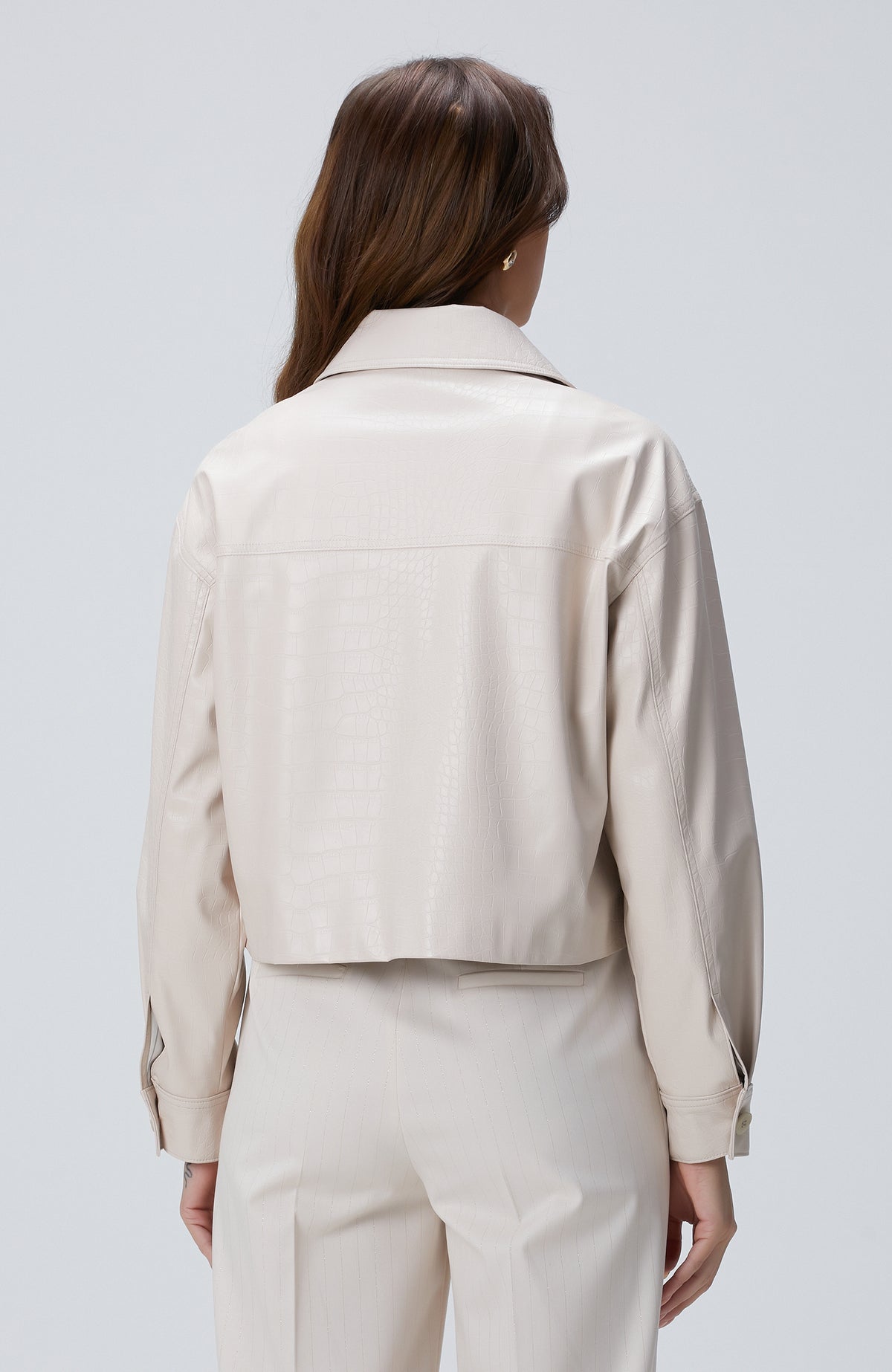 WOMEN'S Light Beige Vegan Leather Coat
