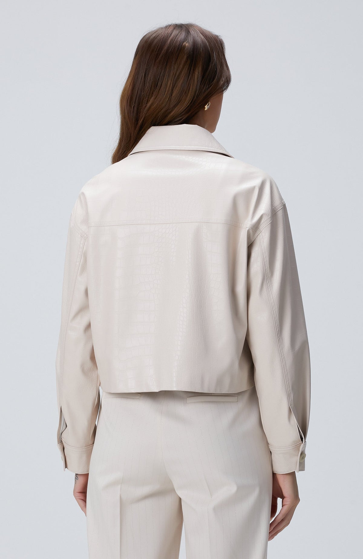 WOMEN'S Light Beige Vegan Leather Coat