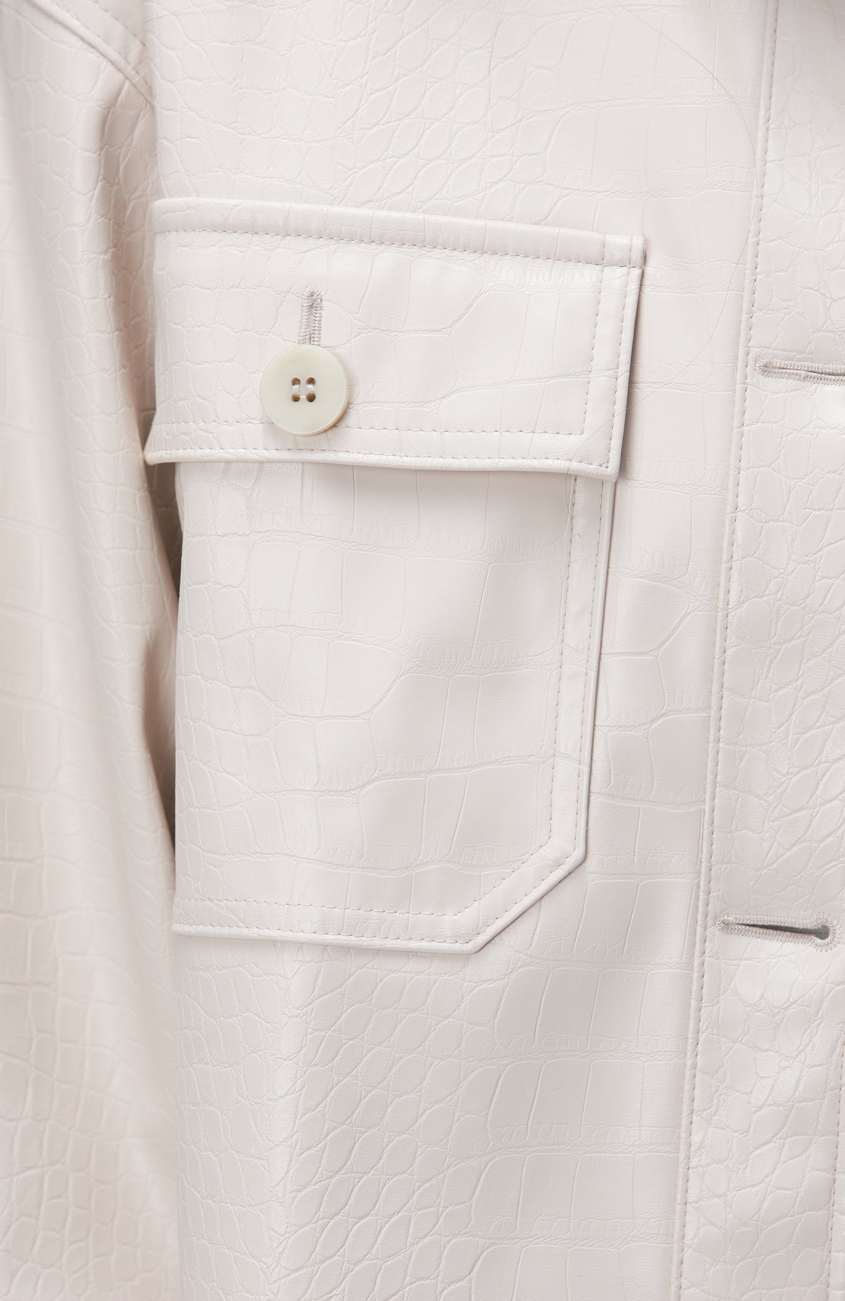 WOMEN'S Light Beige Vegan Leather Coat