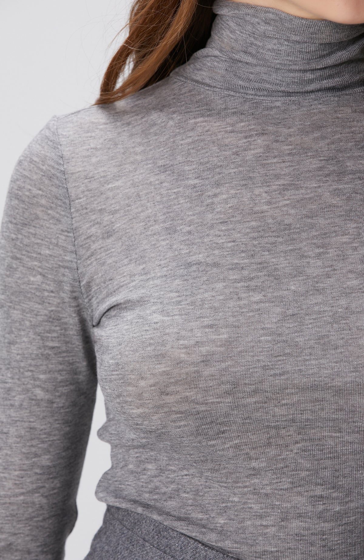 WOMEN'S Gray Melange Wool Blend Knit Sweater