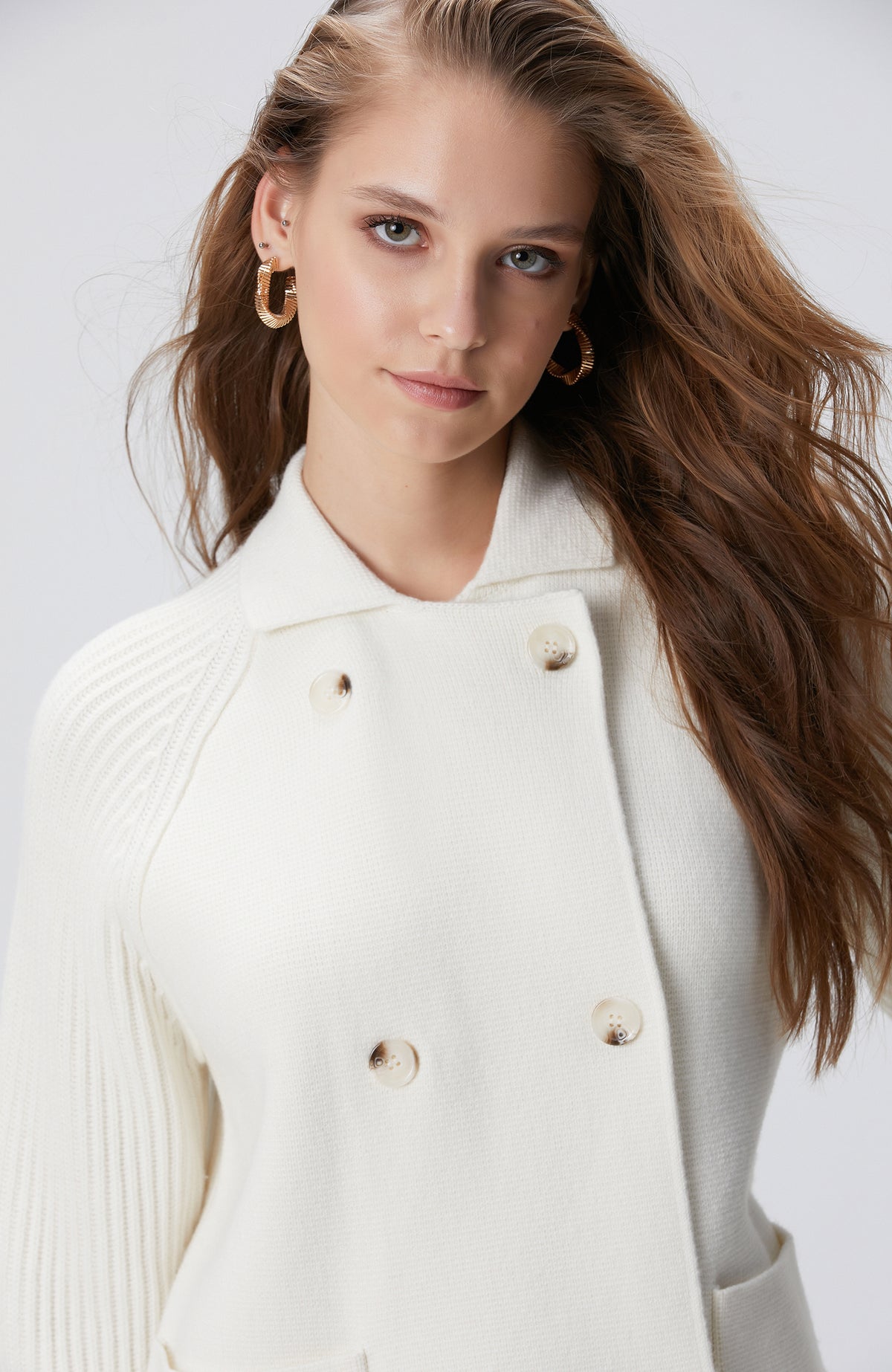 WOMEN'S Off-White Wool Blend Knitwear Jacket