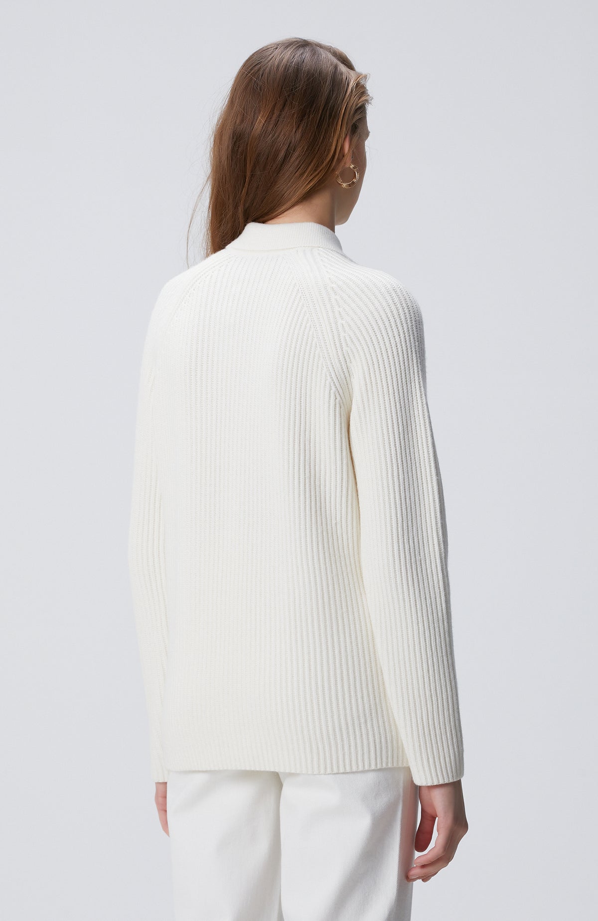 WOMEN'S Off-White Wool Blend Knitwear Jacket