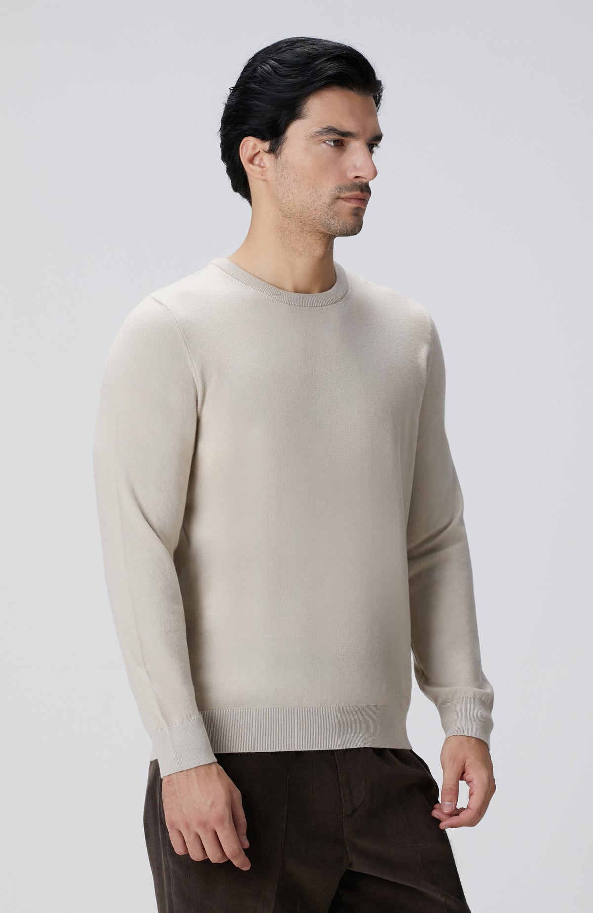 MEN'S Beige Melange Basic Sweater