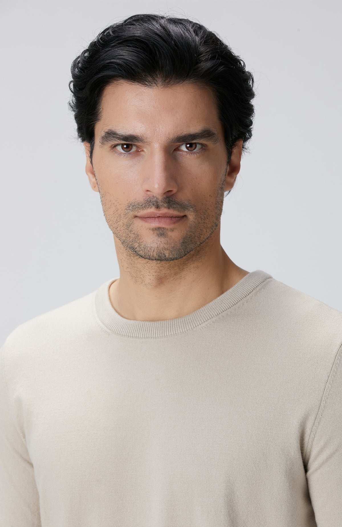 MEN'S Beige Melange Basic Sweater