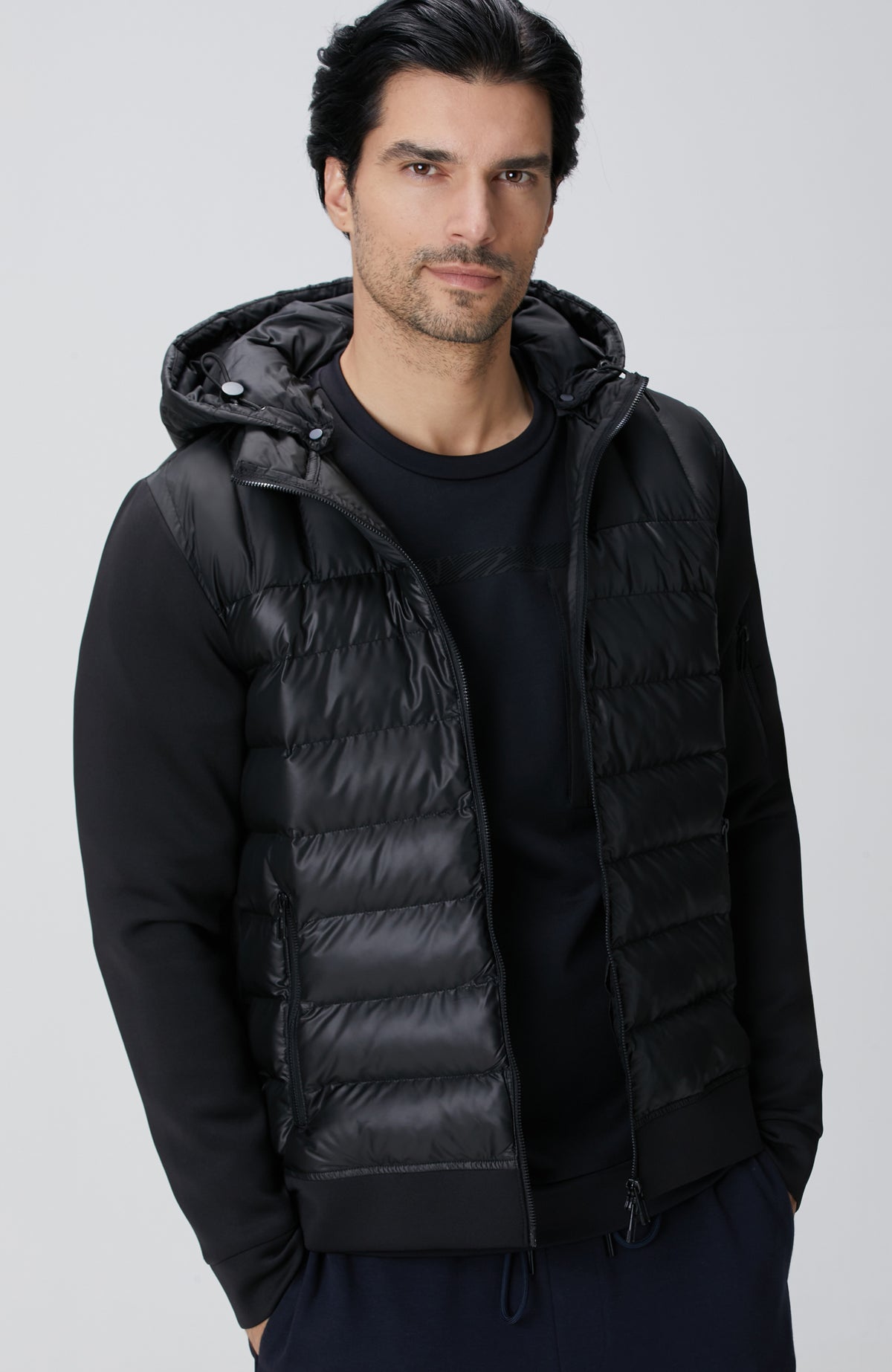 MEN'S N-Tech Black Hooded Puffer Coat