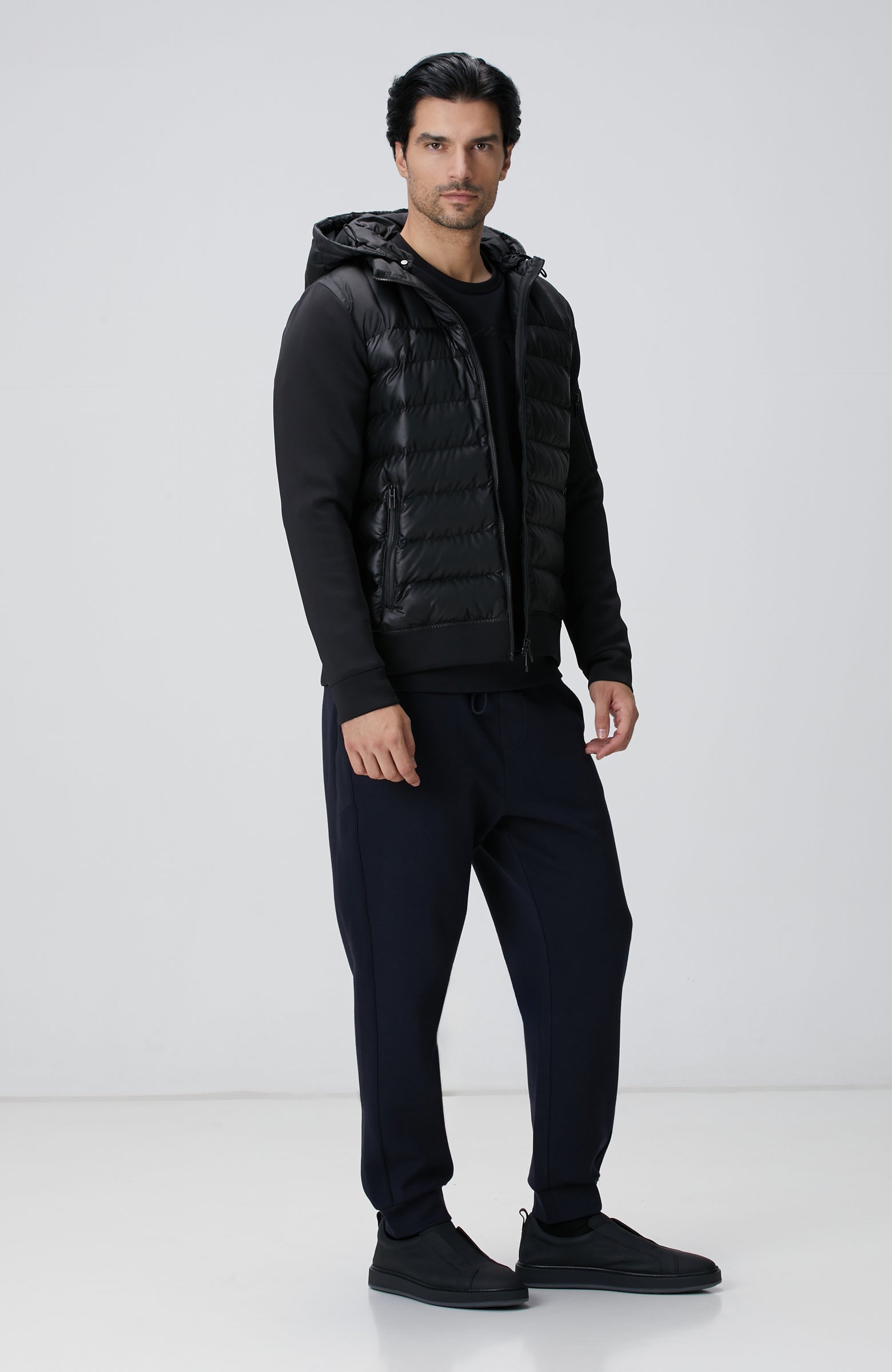 MEN'S N-Tech Black Hooded Puffer Coat