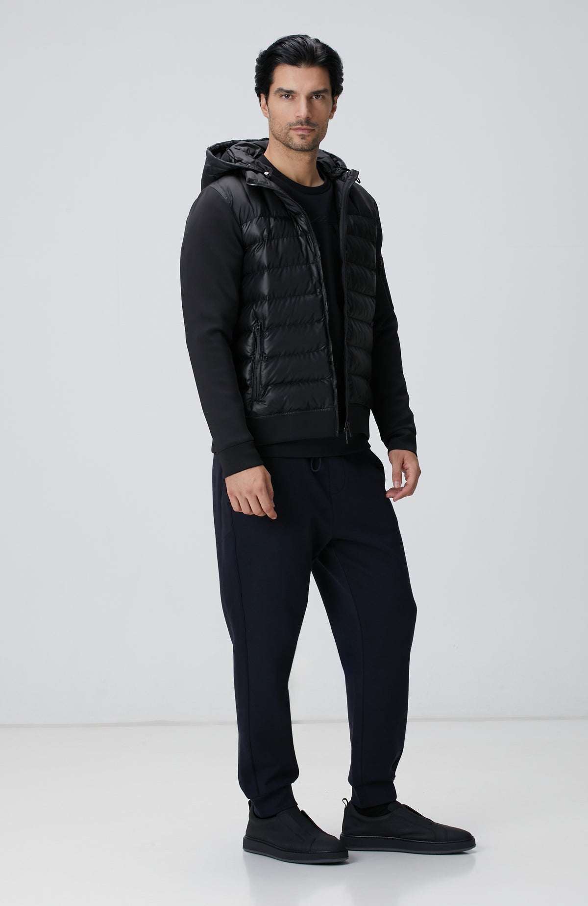 MEN'S N-Tech Black Hooded Puffer Coat