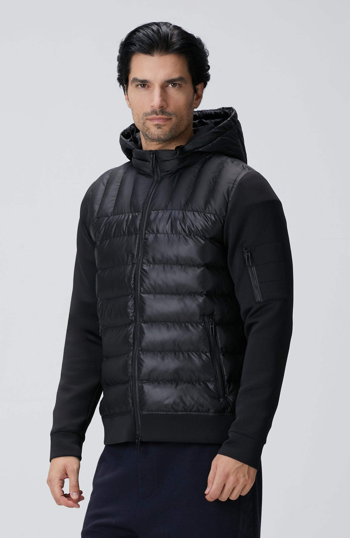 MEN'S N-Tech Black Hooded Puffer Coat