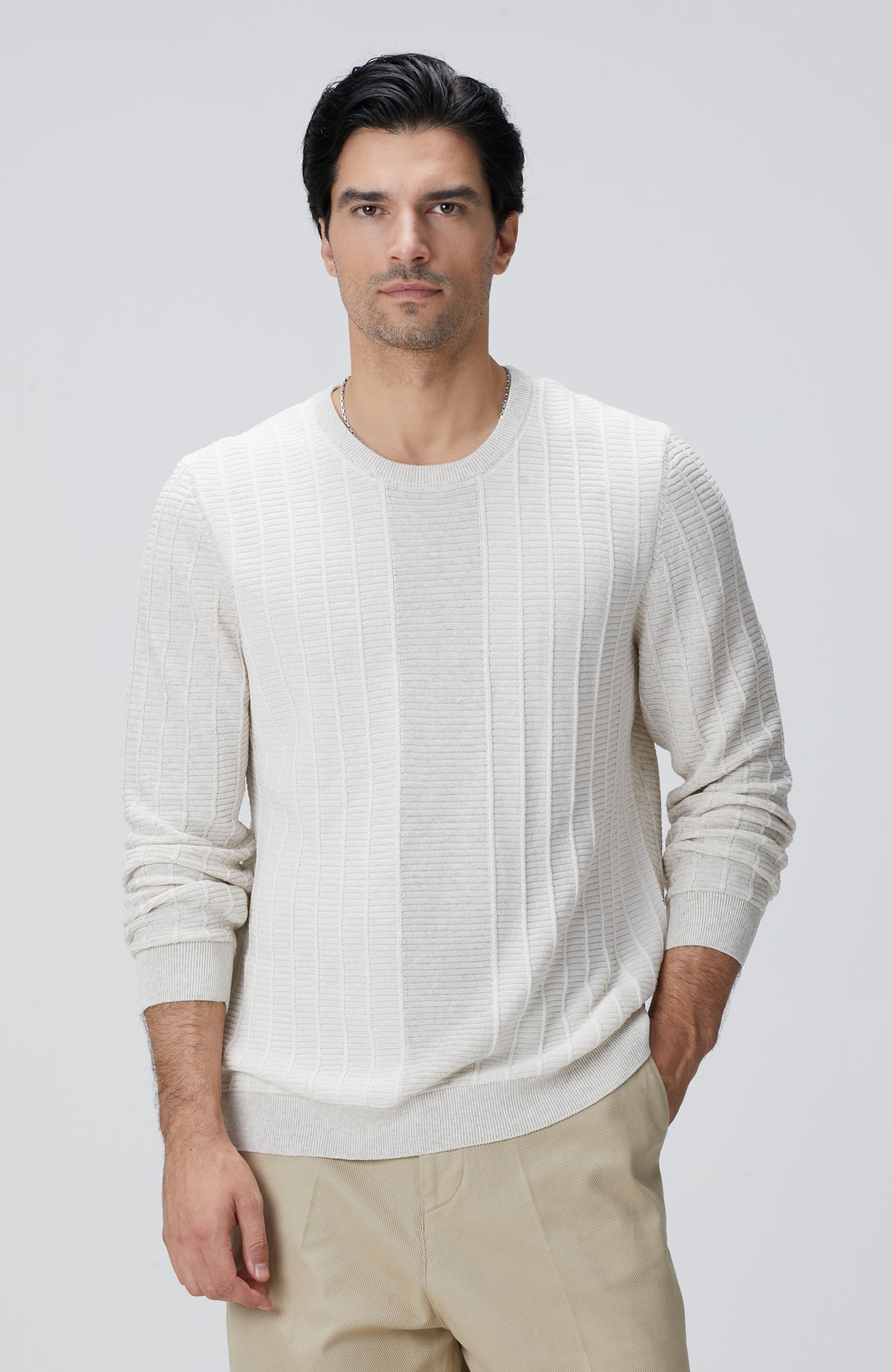 MEN'S Natural Patterned Knitwear Sweater