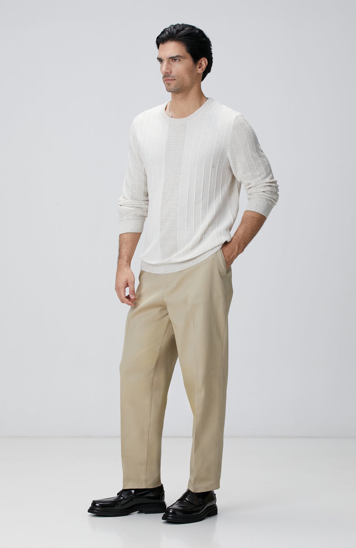 MEN'S Natural Patterned Knitwear Sweater