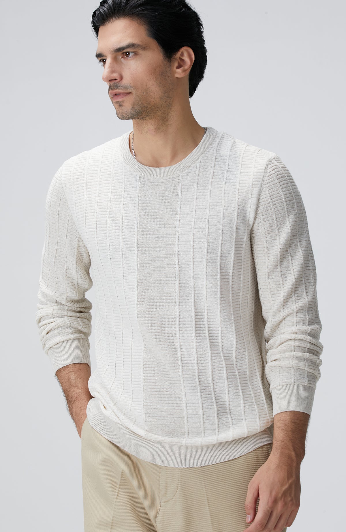 MEN'S Natural Patterned Knitwear Sweater