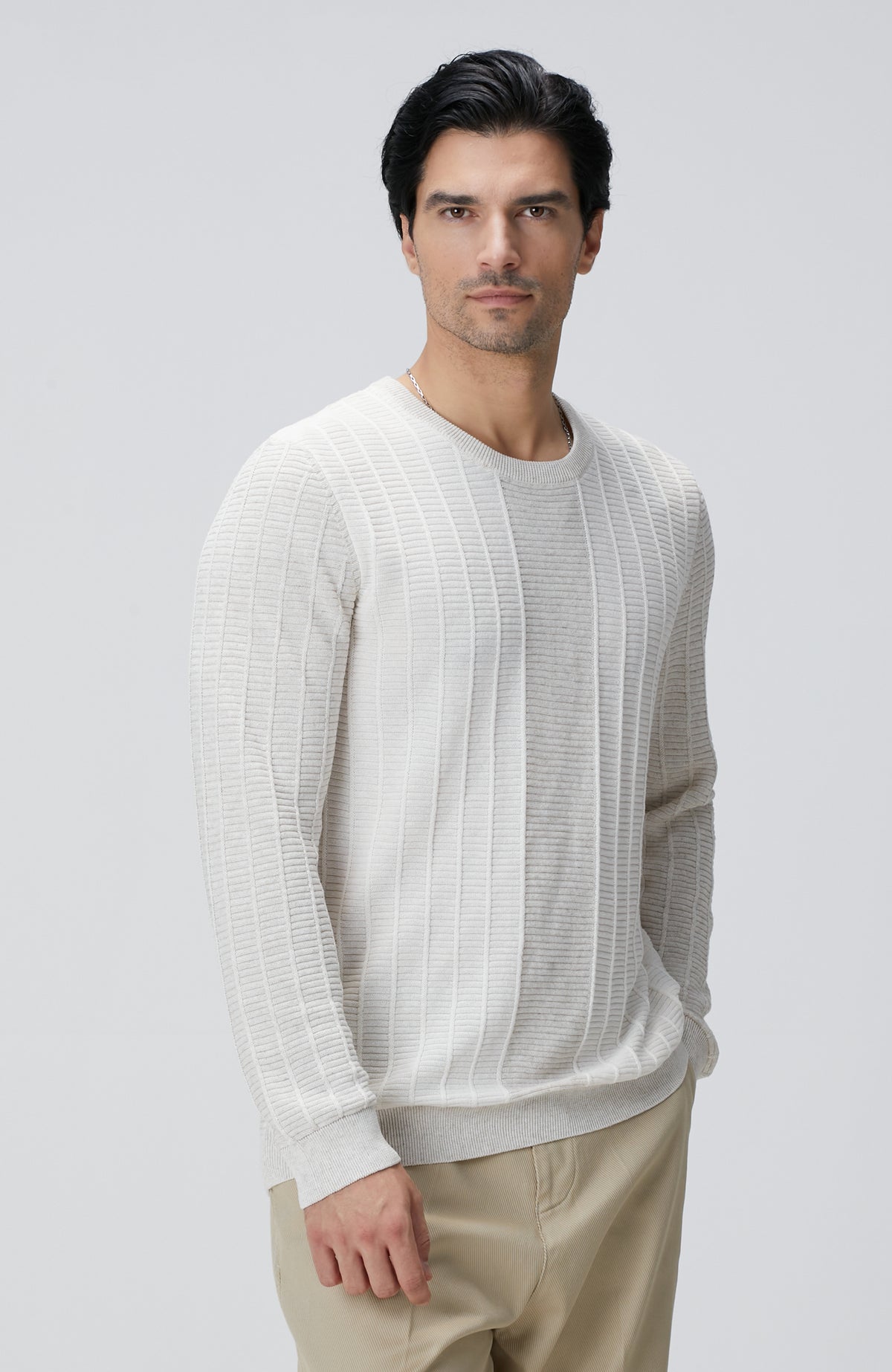MEN'S Natural Patterned Knitwear Sweater