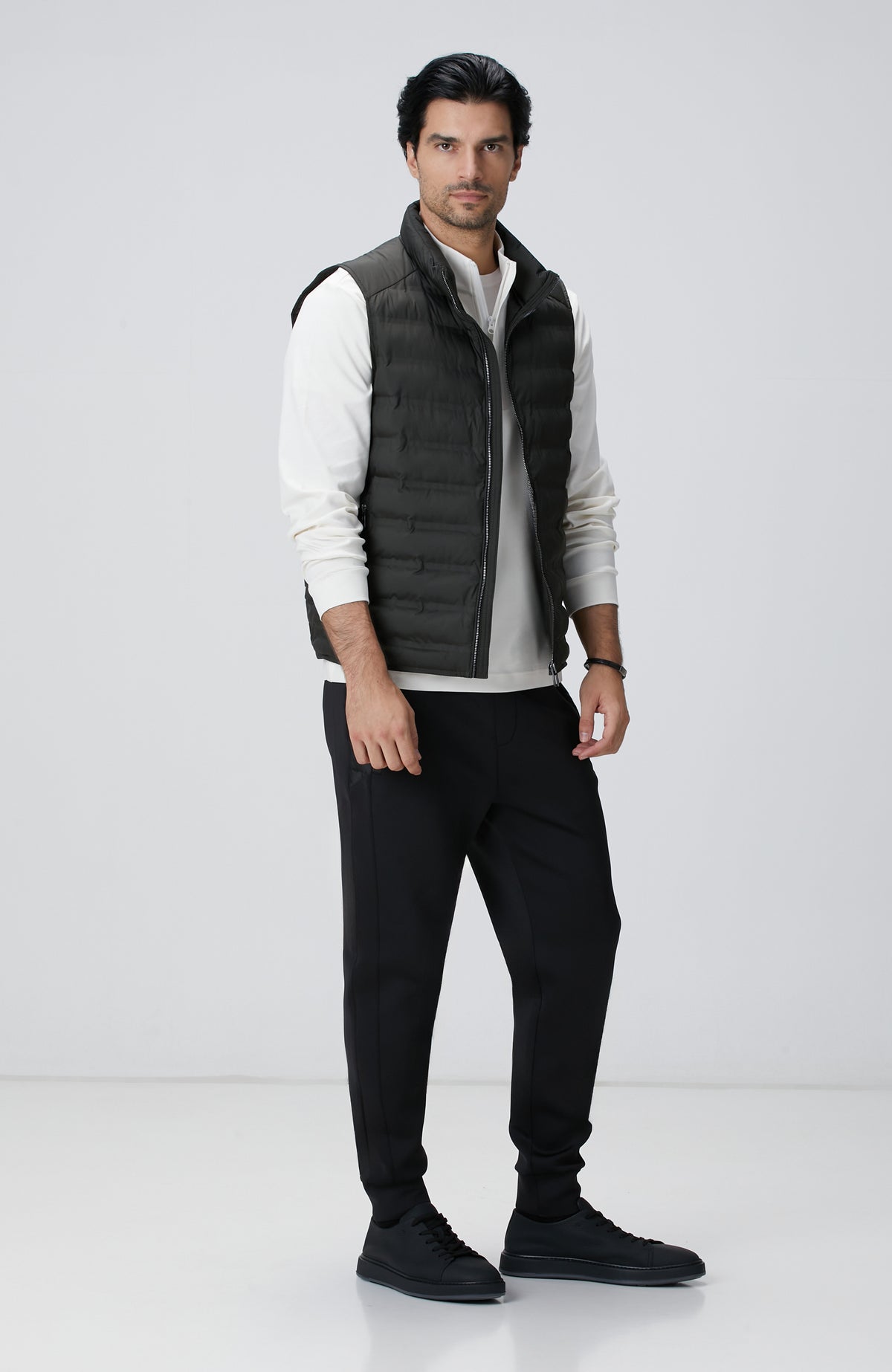 MEN'S Khaki Puffer Casual Vest