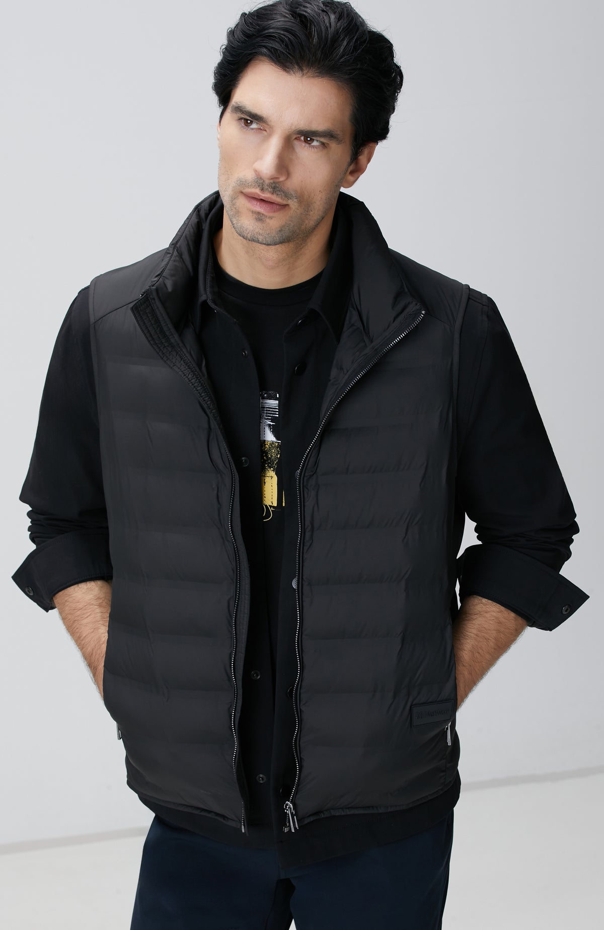 MEN'S Black Puffer Casual Vest