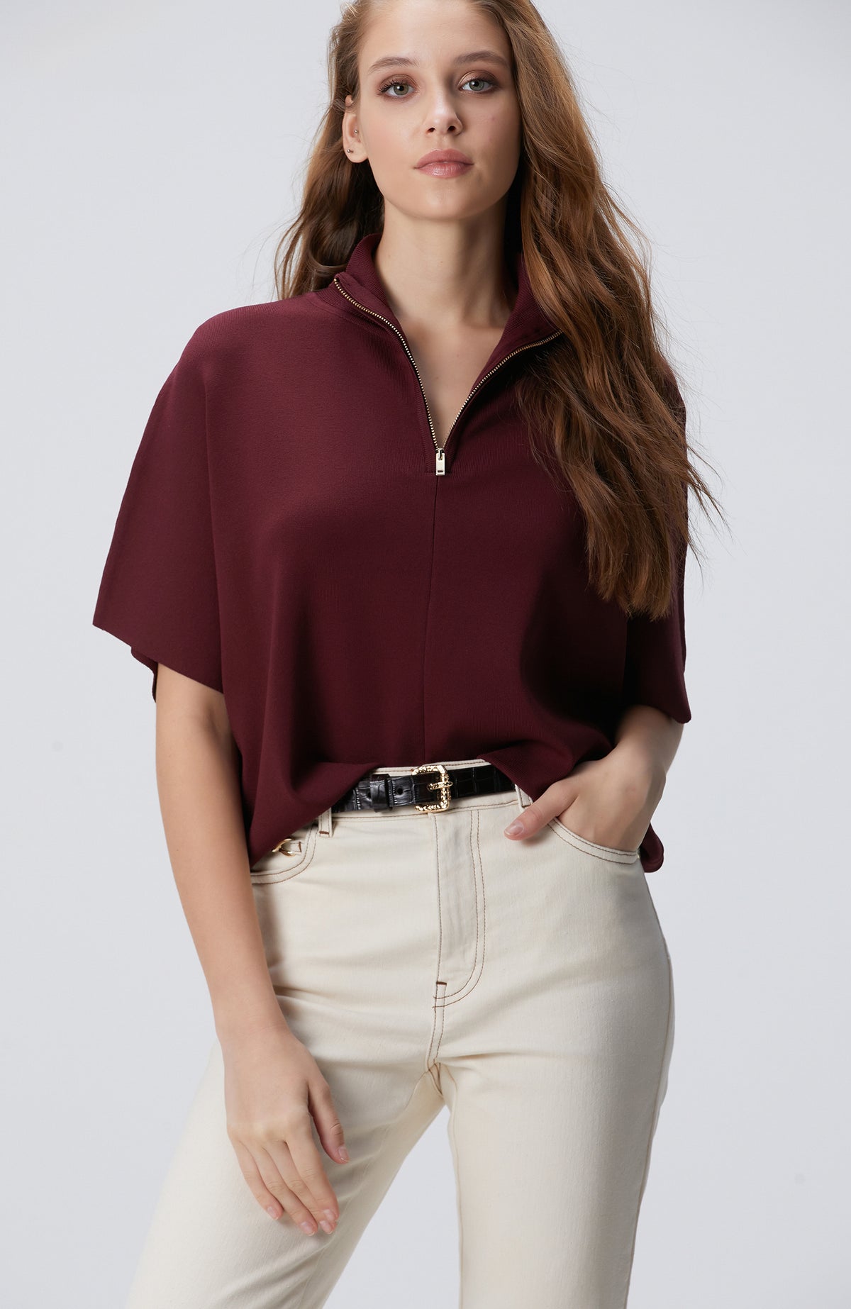 WOMEN'S Cherry Loose Form Basic Knit Sweater