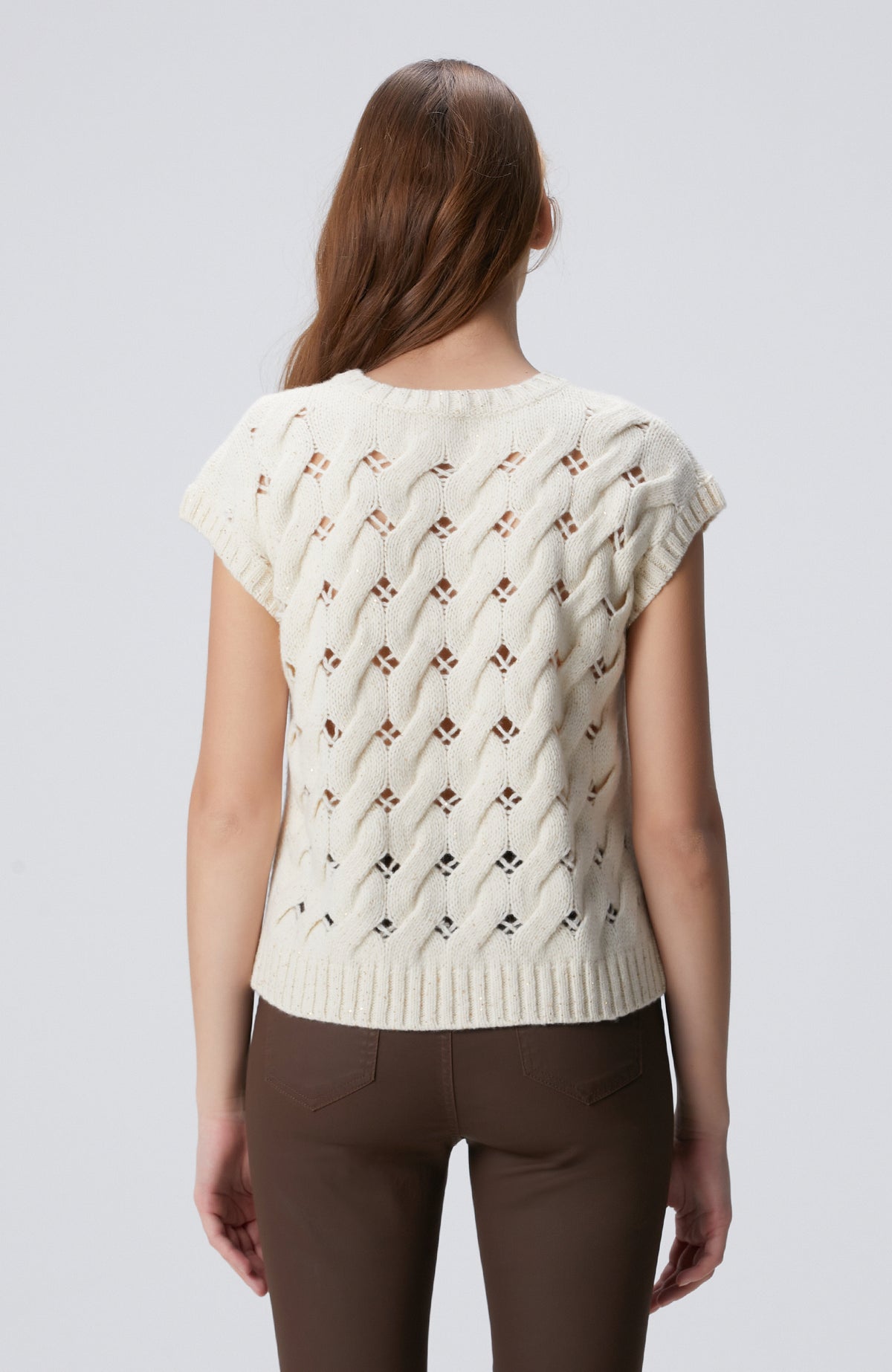 WOMEN'S Off-White Wool Blend Hair Knit Sweater