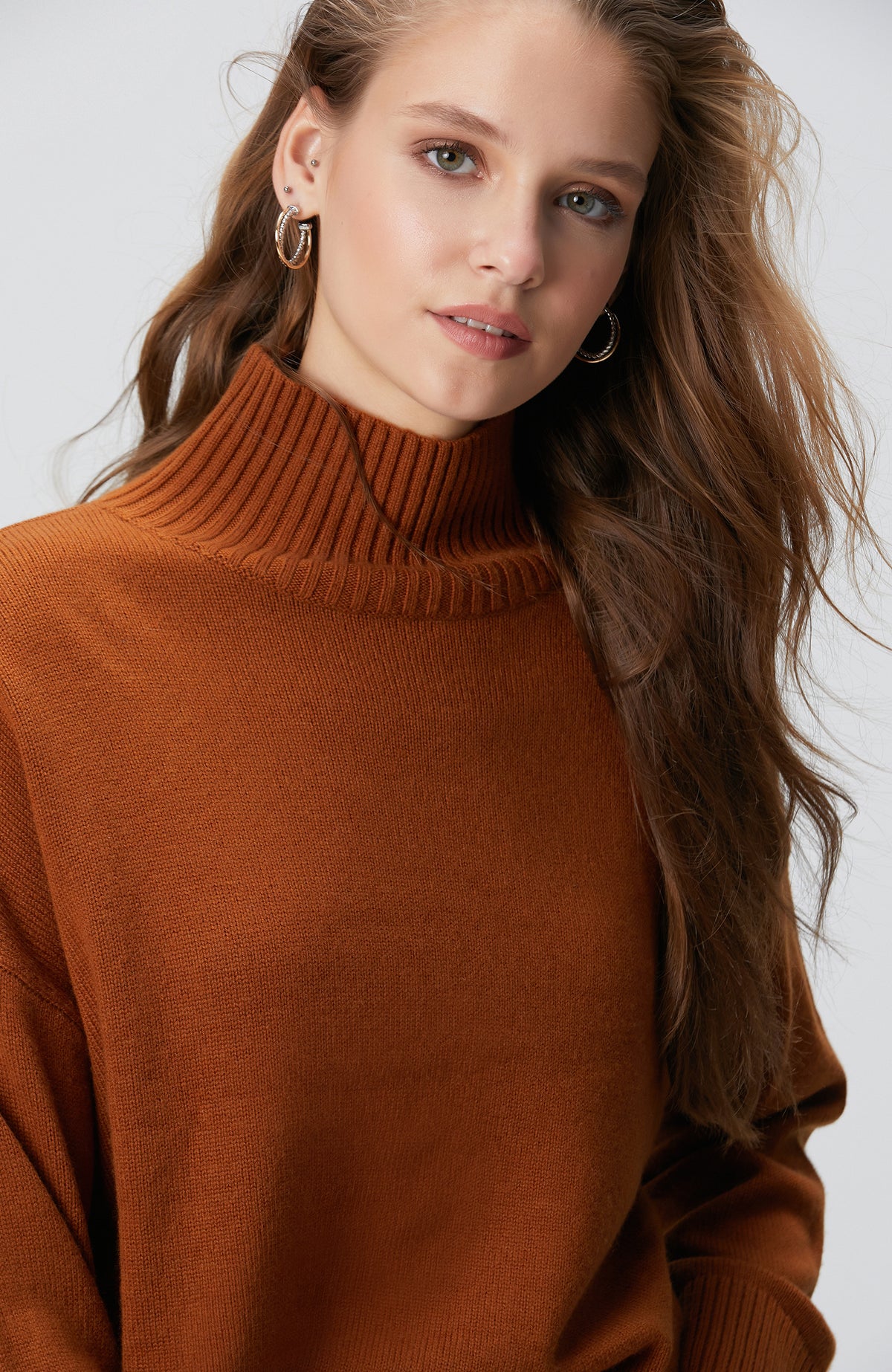 WOMEN'S Camel Wool Blend Knitwear Sweater