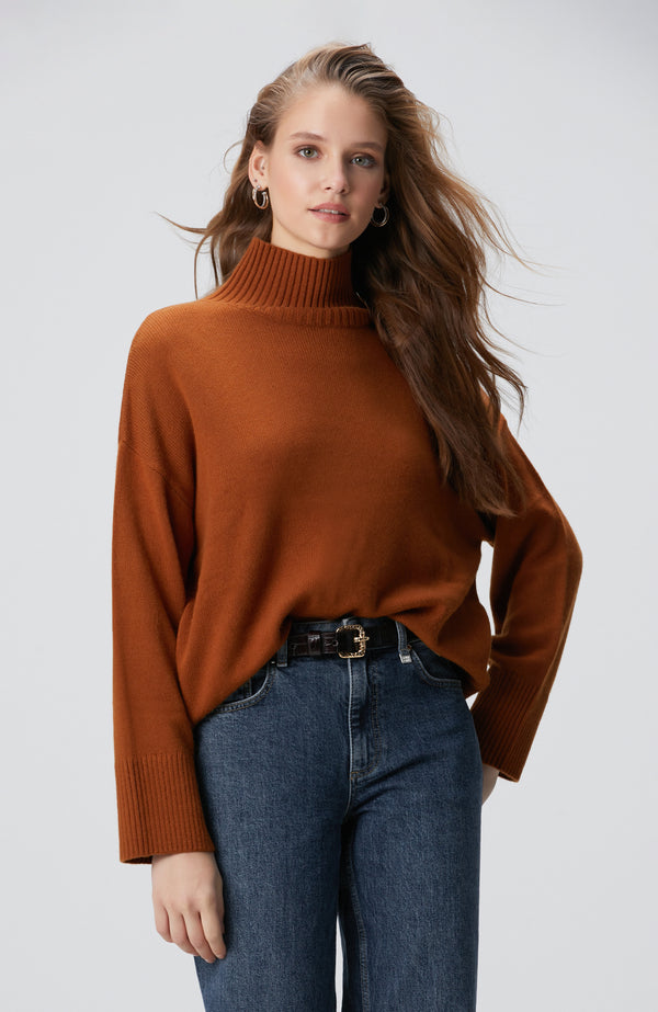 WOMEN'S Camel Wool Blend Knitwear Sweater