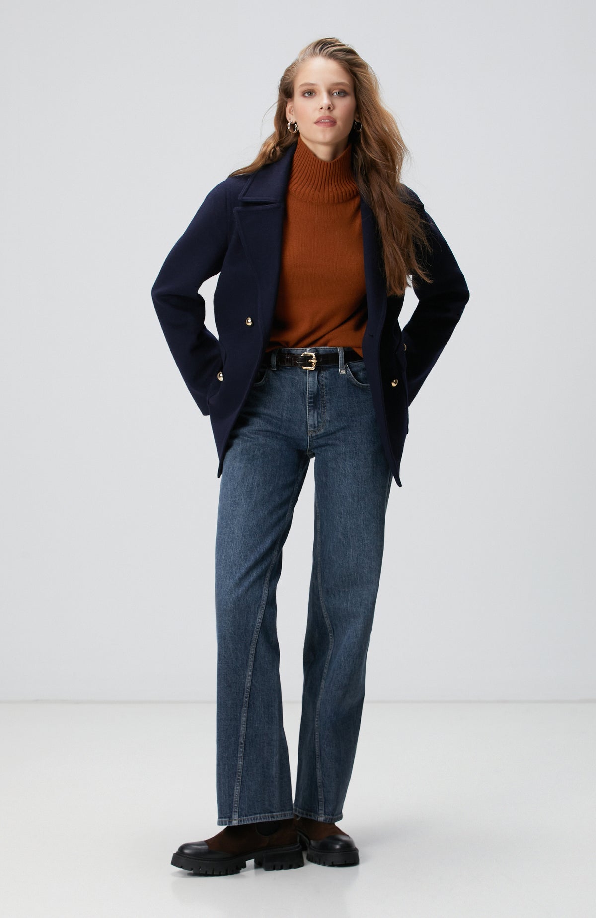 WOMEN'S Camel Wool Blend Knitwear Sweater