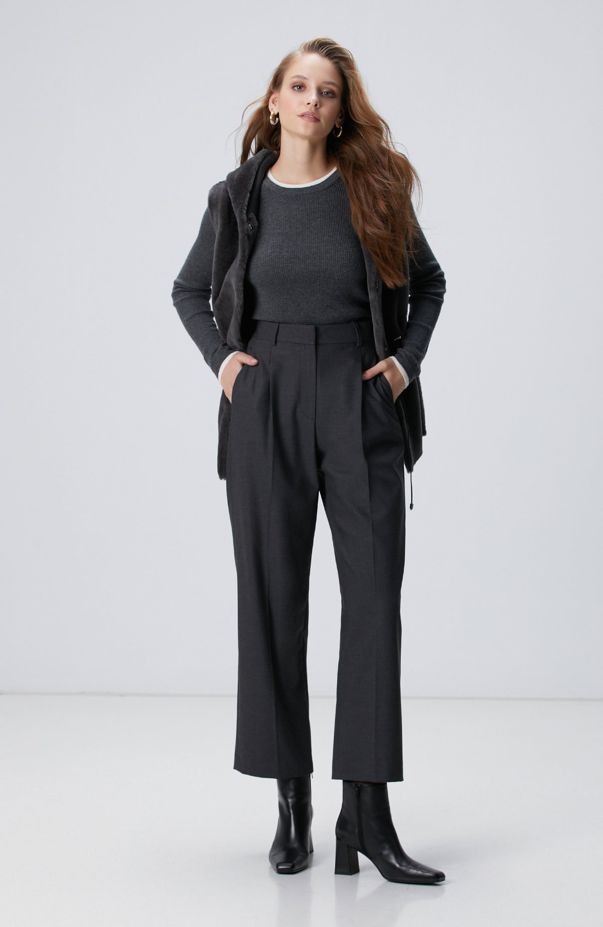 WOMEN'S Gray Melange Sweater