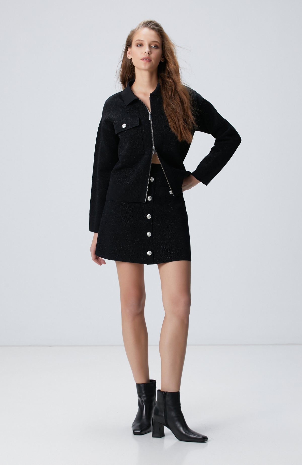 WOMEN'S Black Glitter Knit Jacket