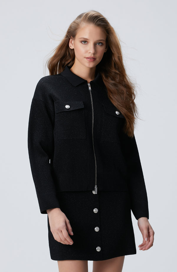 WOMEN'S Black Glitter Knit Jacket