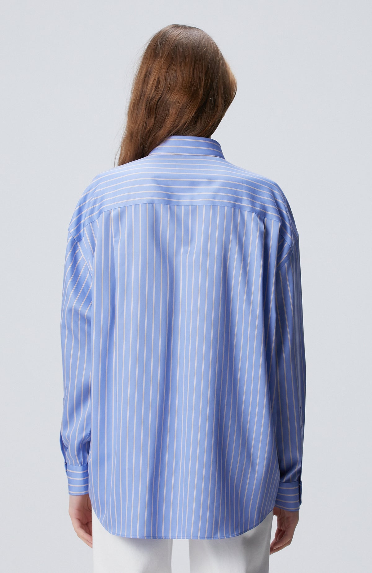 WOMEN'S Blue Beige Striped Non-Iron Shirt