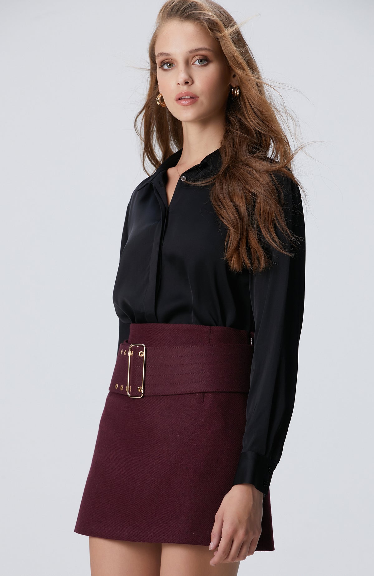 WOMEN'S Black Satin Shirt