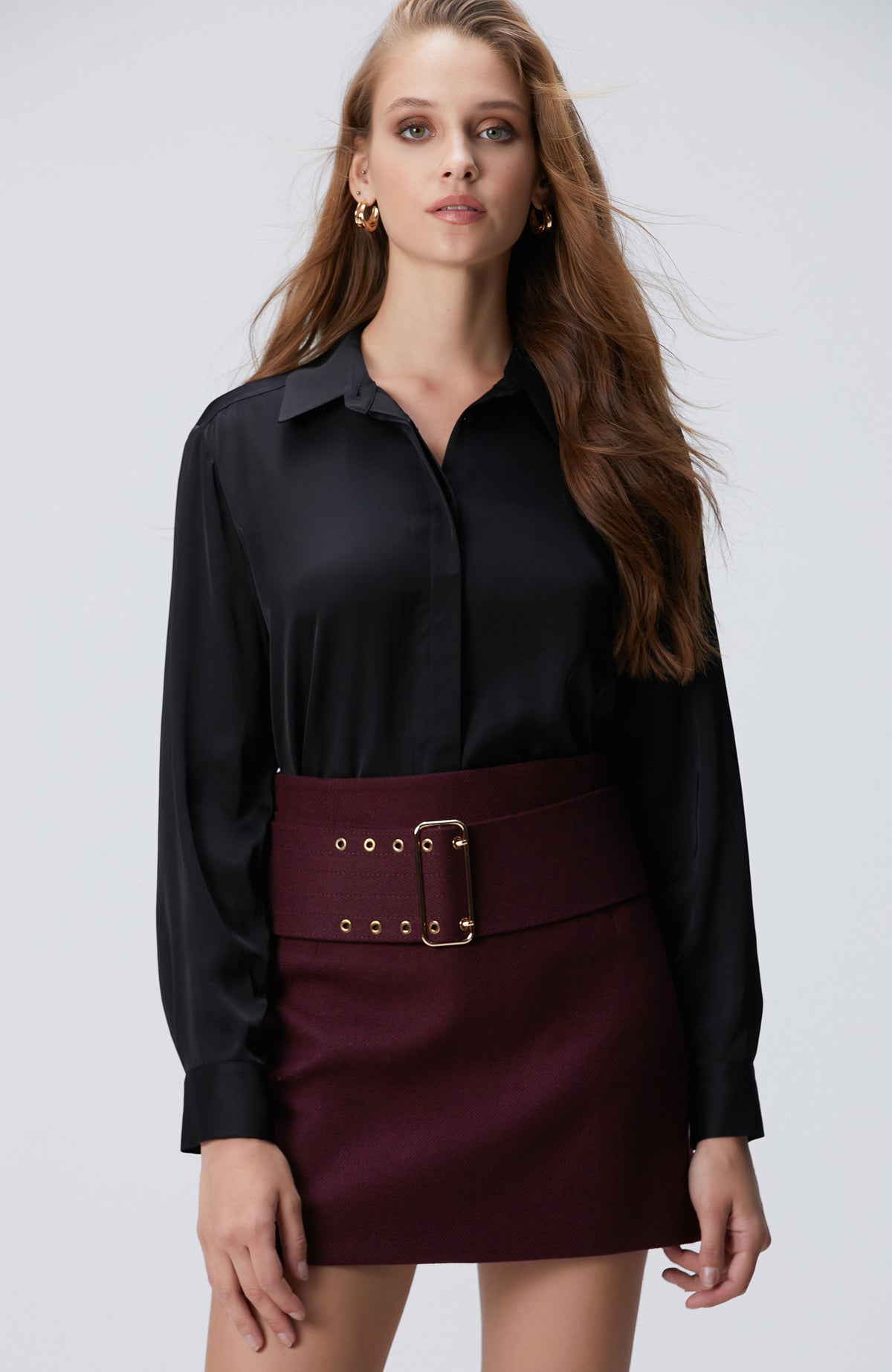 WOMEN'S Black Satin Shirt