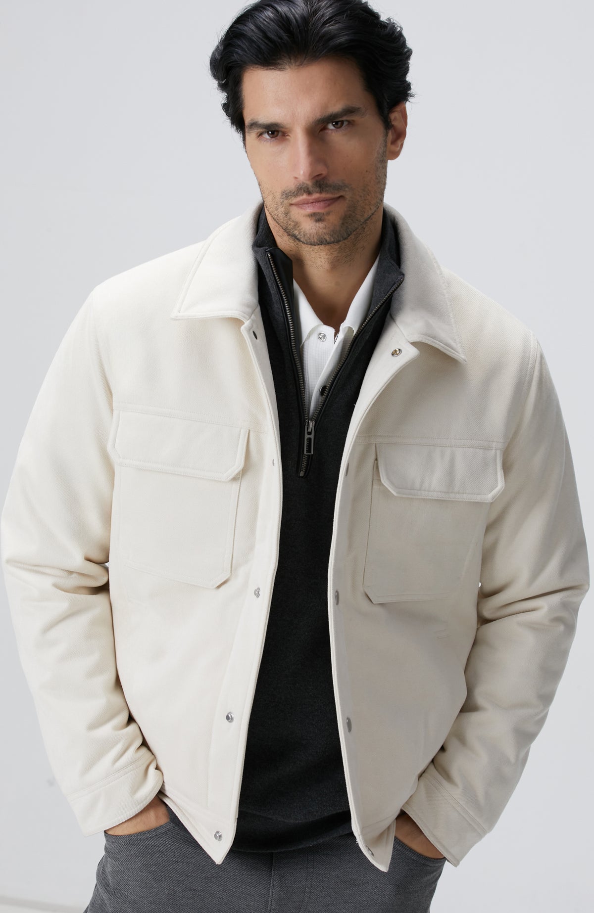 MEN'S Off-White Quilted Bonded Coat
