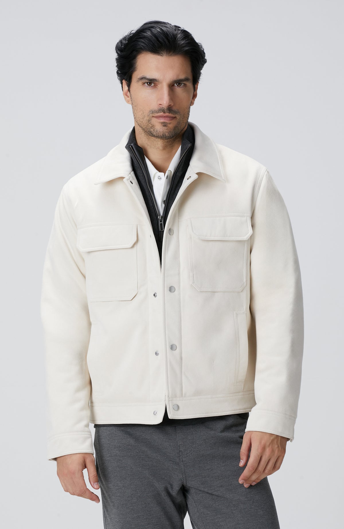 MEN'S Off-White Quilted Bonded Coat