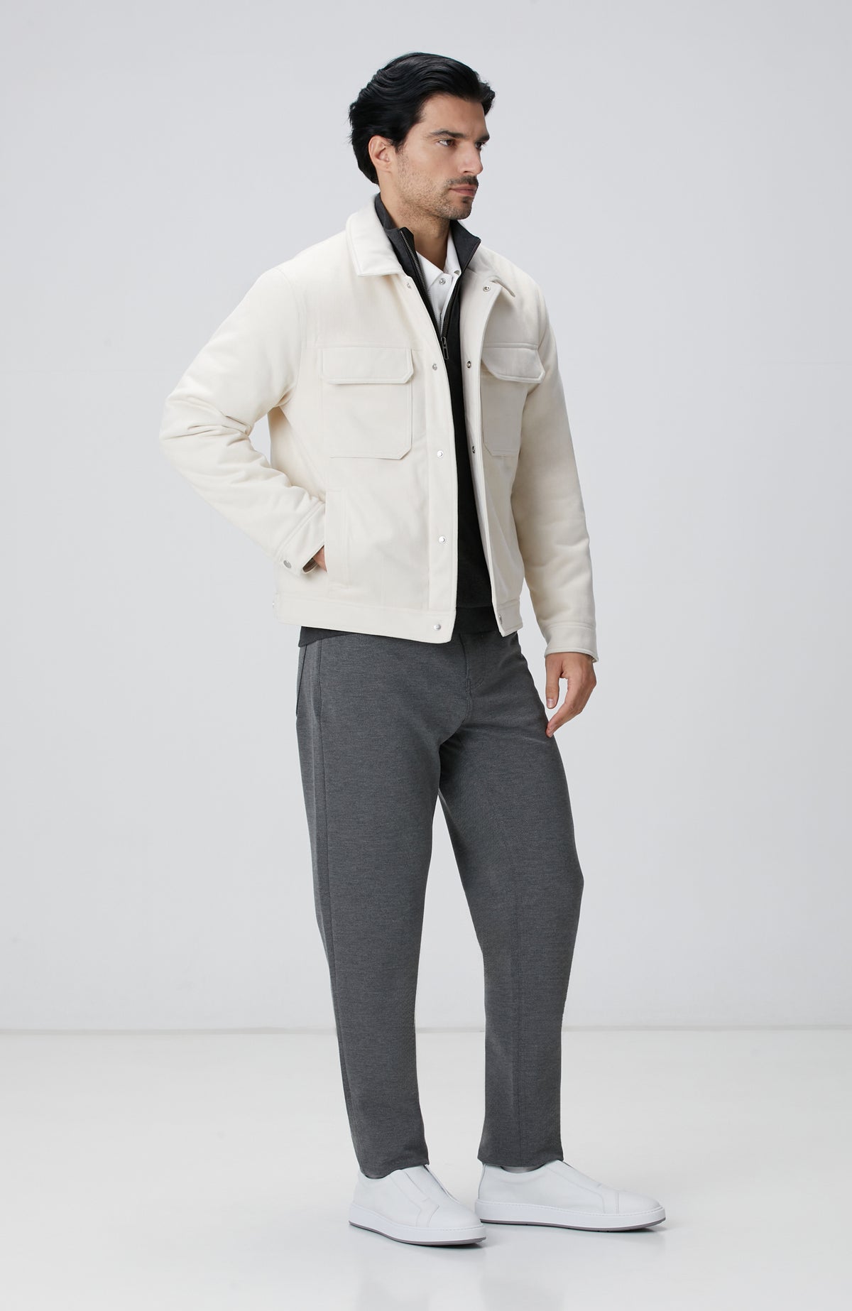 MEN'S Off-White Quilted Bonded Coat