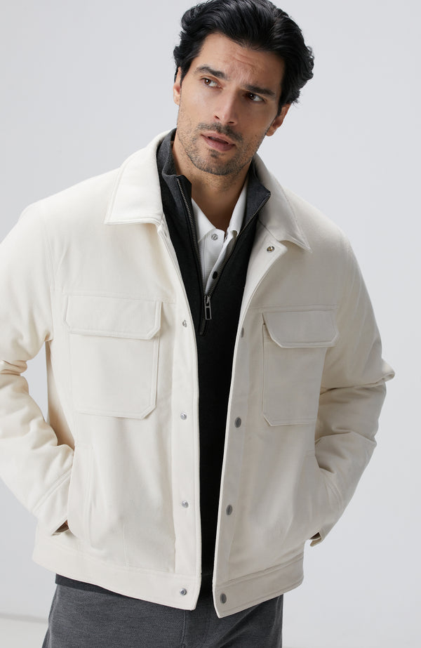 MEN'S Off-White Quilted Bonded Coat