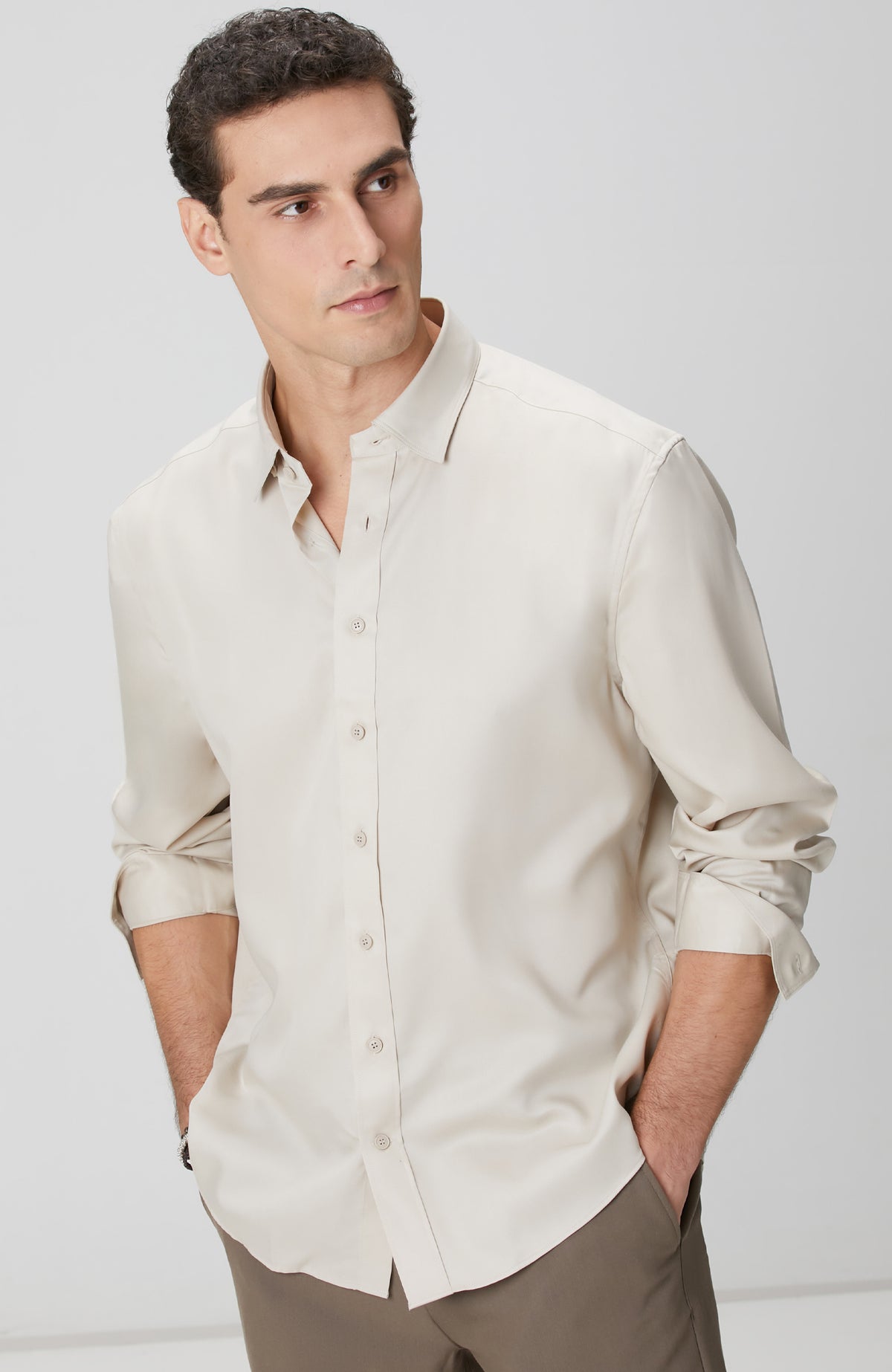 MEN'S Beige Lyocell Shirt
